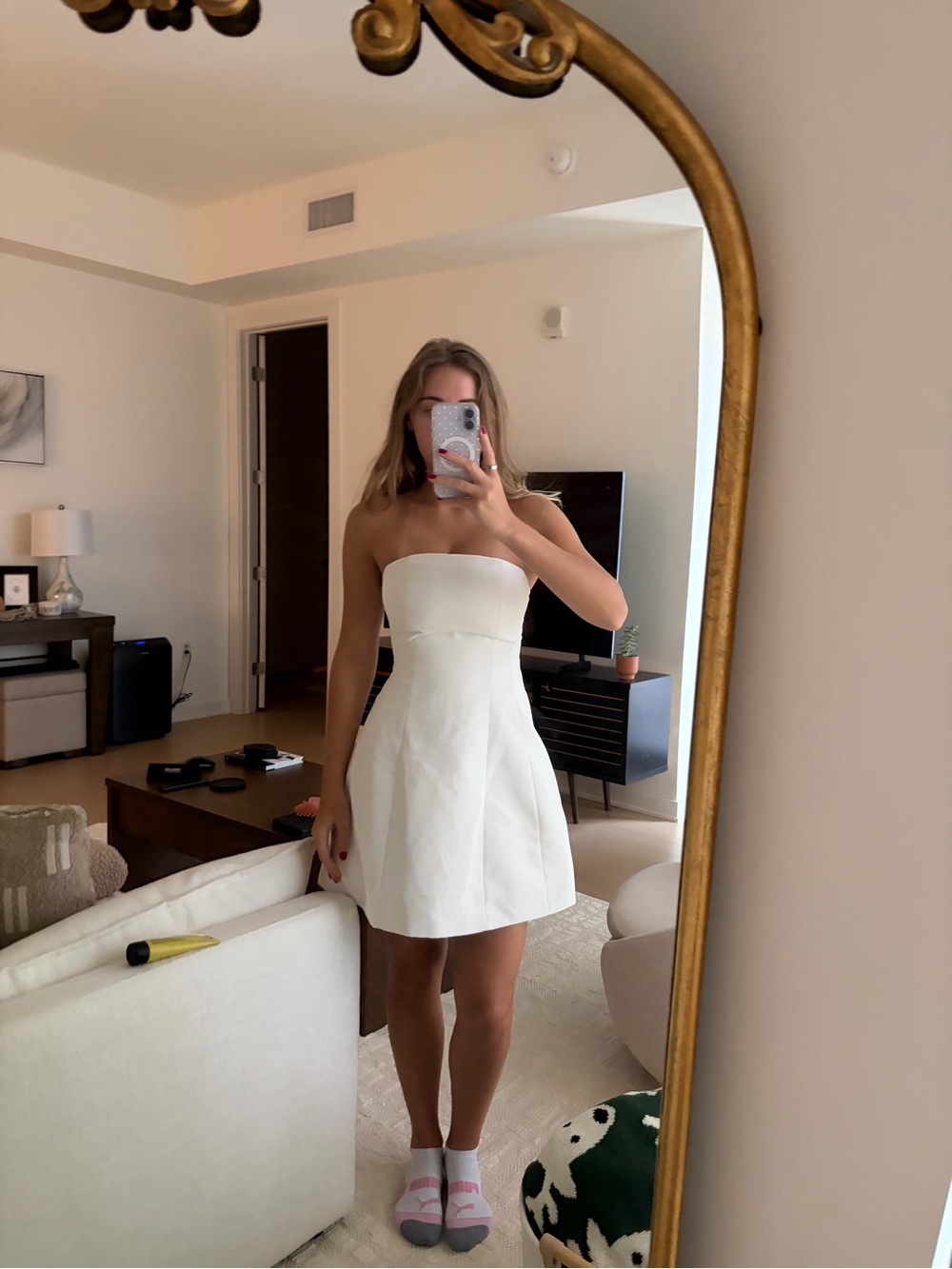 Sachin + Babi Cream Strapless Mini Dress